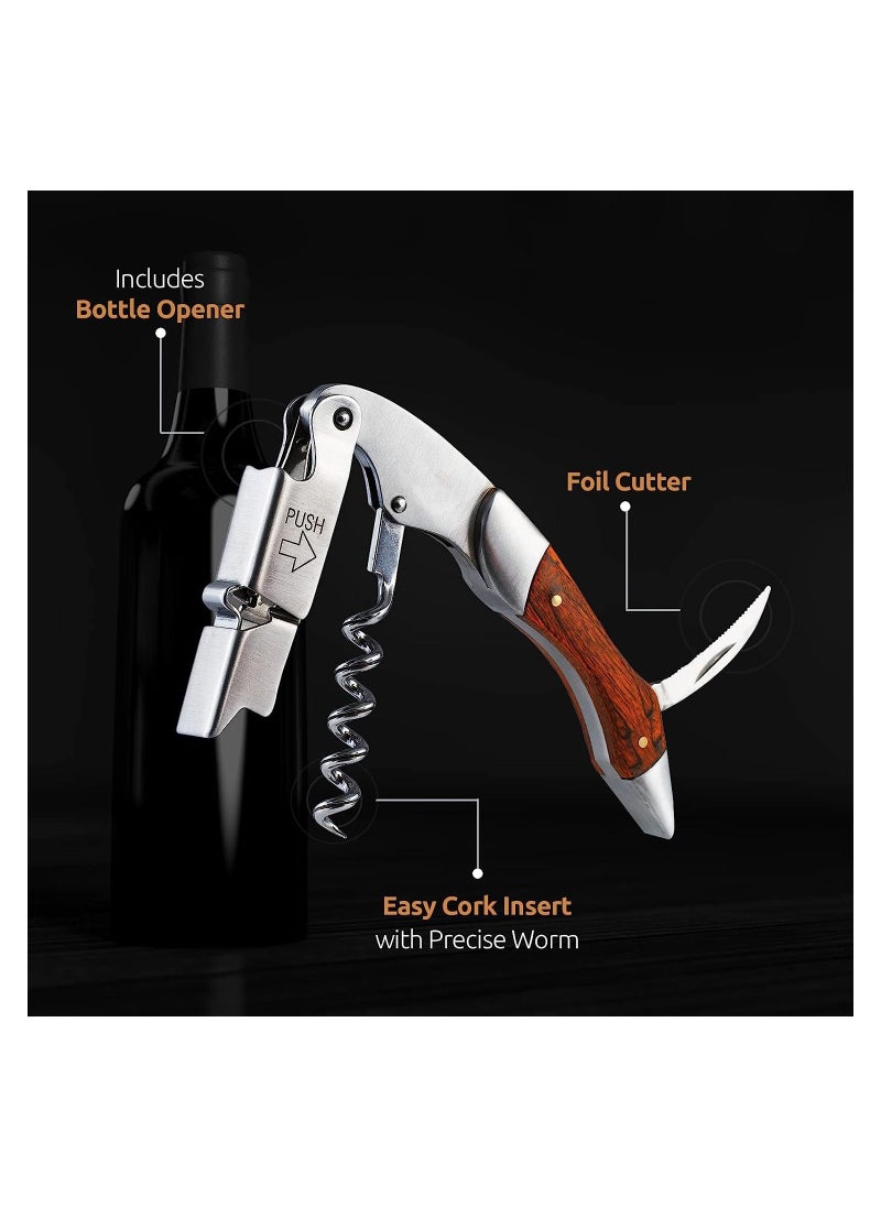SYOSI - Corkscrew for Waiter with Vegan Leather Sheath Professional Grade Patented Spring Lever Easy Opening Foil Cutter Bottle Opener - Image 1
