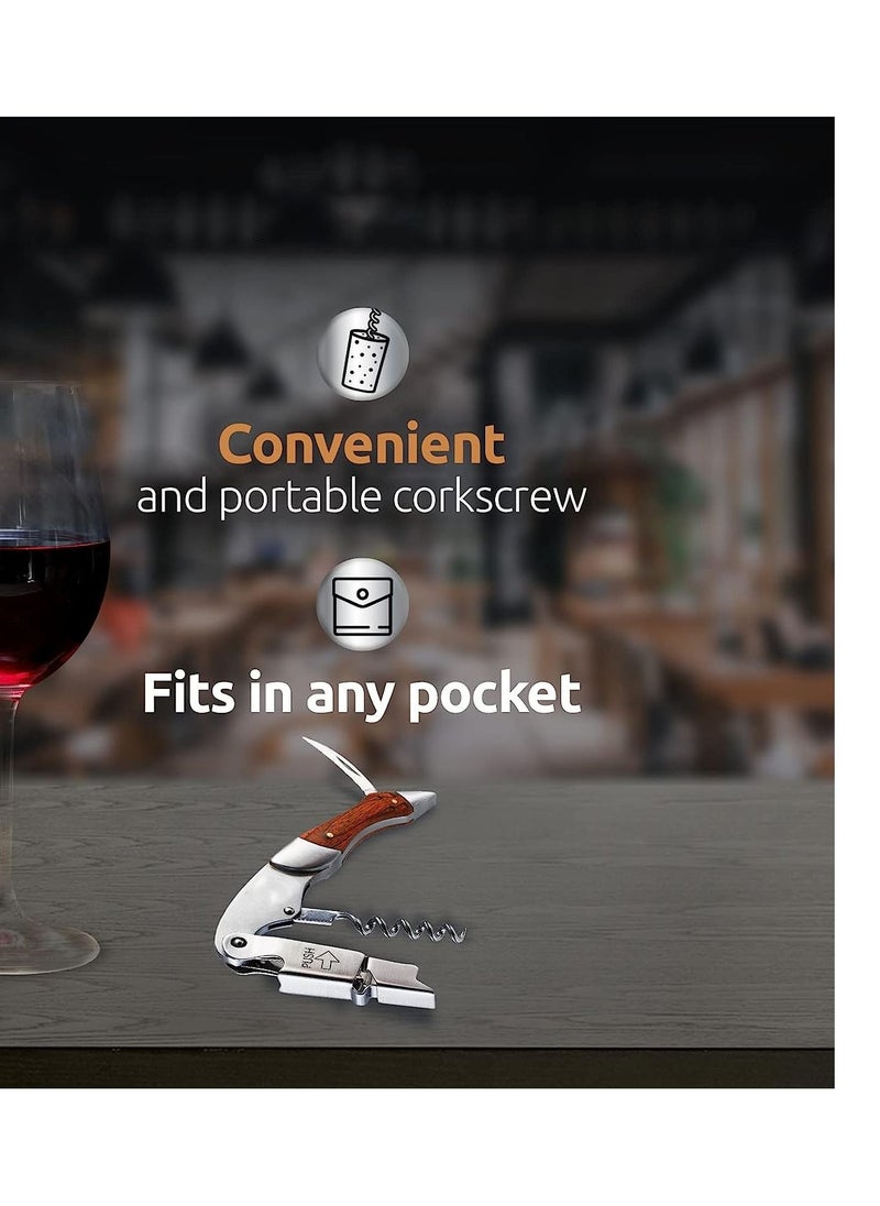 SYOSI - Corkscrew for Waiter with Vegan Leather Sheath Professional Grade Patented Spring Lever Easy Opening Foil Cutter Bottle Opener - Image 1