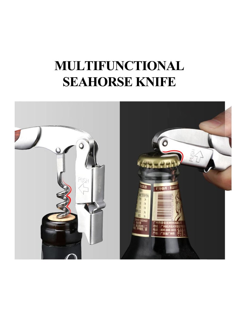 SYOSI - Corkscrew for Waiter with Vegan Leather Sheath Professional Grade Patented Spring Lever Easy Opening Foil Cutter Bottle Opener - Image 1