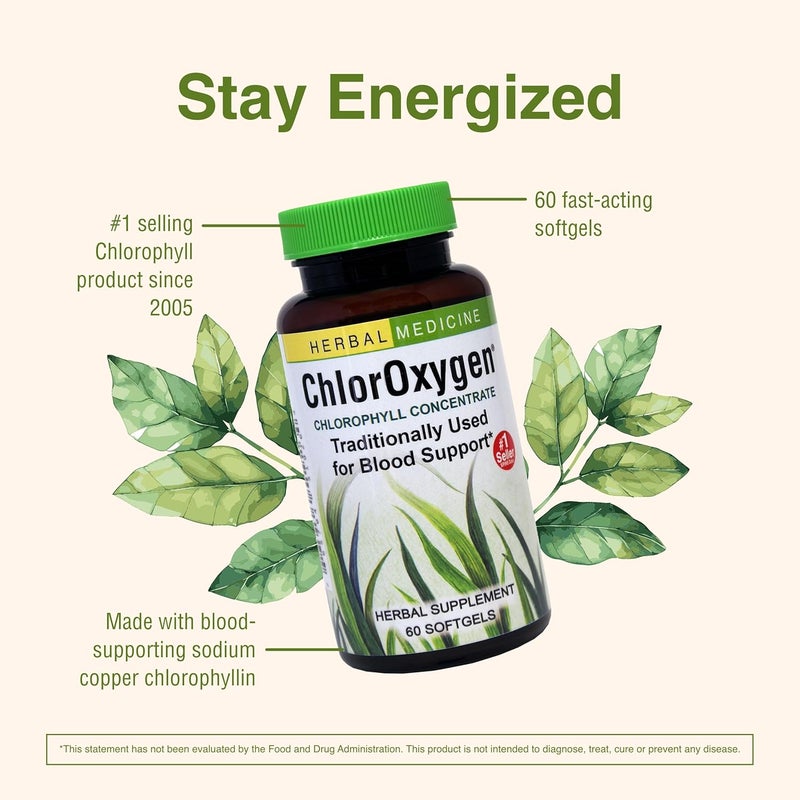 HERBS ETC. Chlor Oxygen Chlorophyll Concentrate 60 Fast-Acting Softgels - Image 5