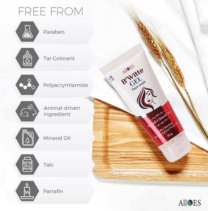 ALLOES PHARMACEUTICALS ALLOES PHARMACEUTICALS BWitte Gel Face Wash Facial Cleanser Suitable for Acne Oily Skin 75 Gram X 4 pcs  - Image 2