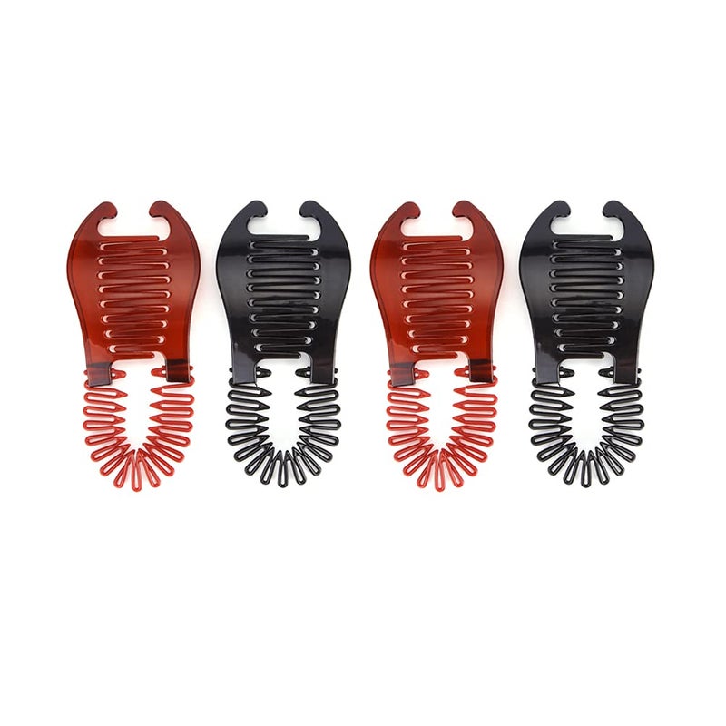 4 Pcs Plastic Banana Hair ClipsFlexible Hair Banana Grips Ponytail Holder Hair Comb Hair Accessories for Women Girls