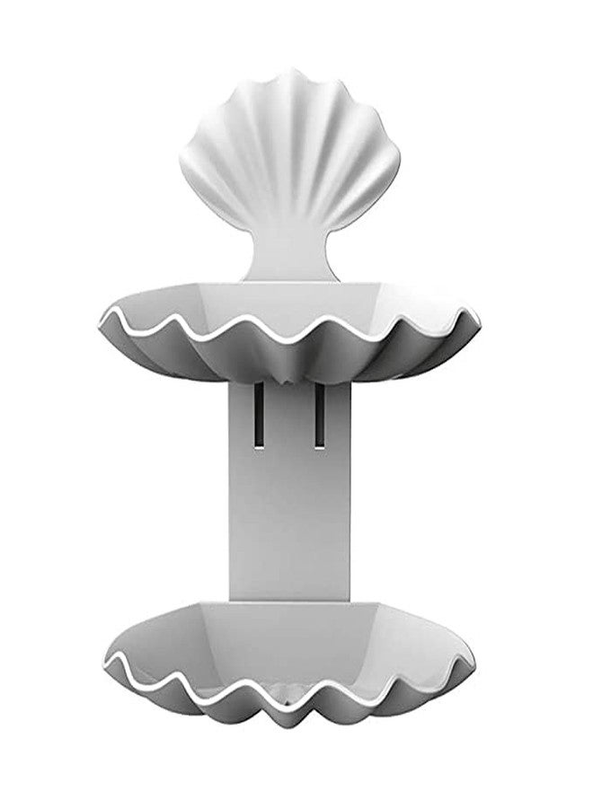 BuntyChiku Plastic Double Layer Stand/Holder || Bathroom Soap Holder Shelf Rack || Sea Shell Shape Soap Storage Box || Wall Soap Box Dispenser Tray for Kitchen & Bathroom (Medium, Multicolor) - Image 2