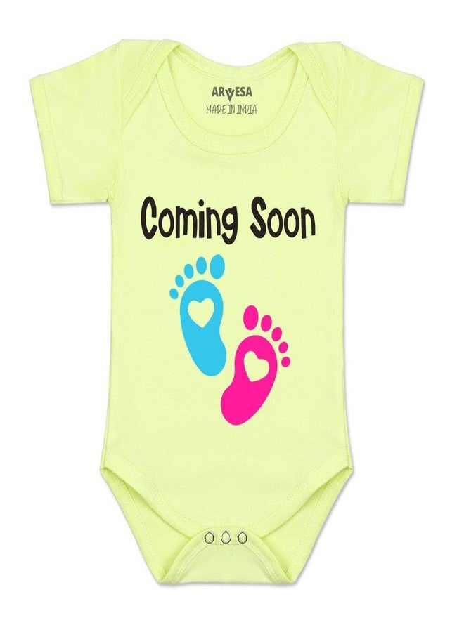 ARVESA Coming Soon R-1745 Pregnancy Announcement Homecoming Bodysuit, Sleepsuits, Rompers For New Born Baby Clothes 0-3 Months Unisex Stylish Dress For Baby Boy & Girl, Newborn Infant Outfit - Image 1