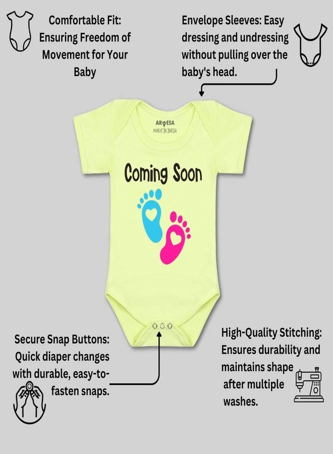 ARVESA Coming Soon R-1745 Pregnancy Announcement Homecoming Bodysuit, Sleepsuits, Rompers For New Born Baby Clothes 0-3 Months Unisex Stylish Dress For Baby Boy & Girl, Newborn Infant Outfit - Image 3