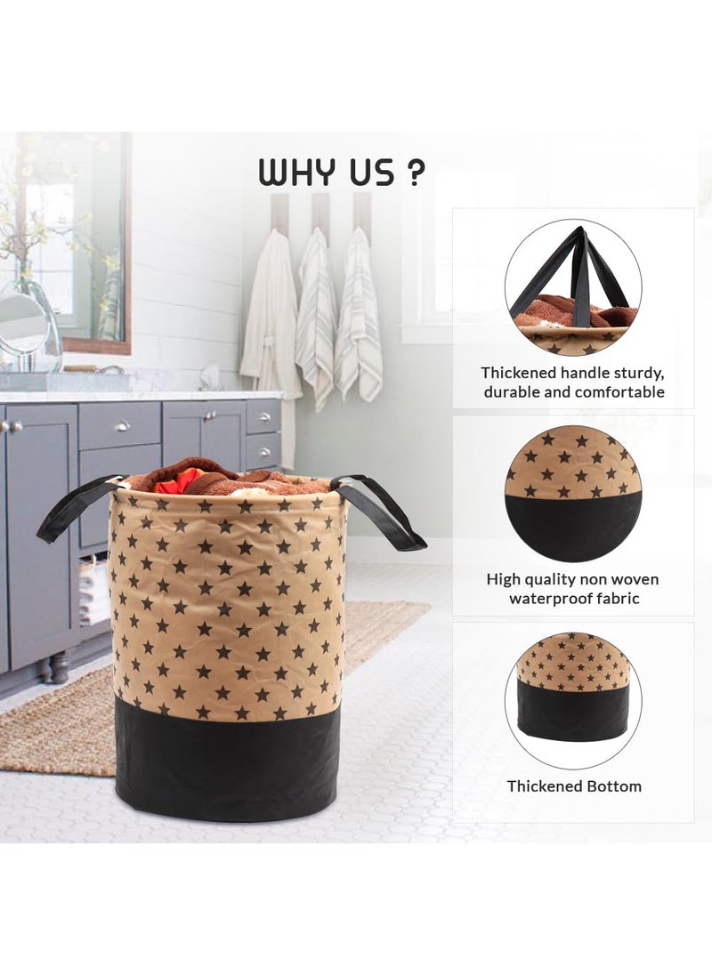 Perpetual Perpetual Cloth Basket for Laundry Waterproof NonWoven Cloth Bag for Storage Clothes Foldable Laundry Basket Bag with Handle 45 Liters 30 x 15 x 5 cm Brown  - Image 3