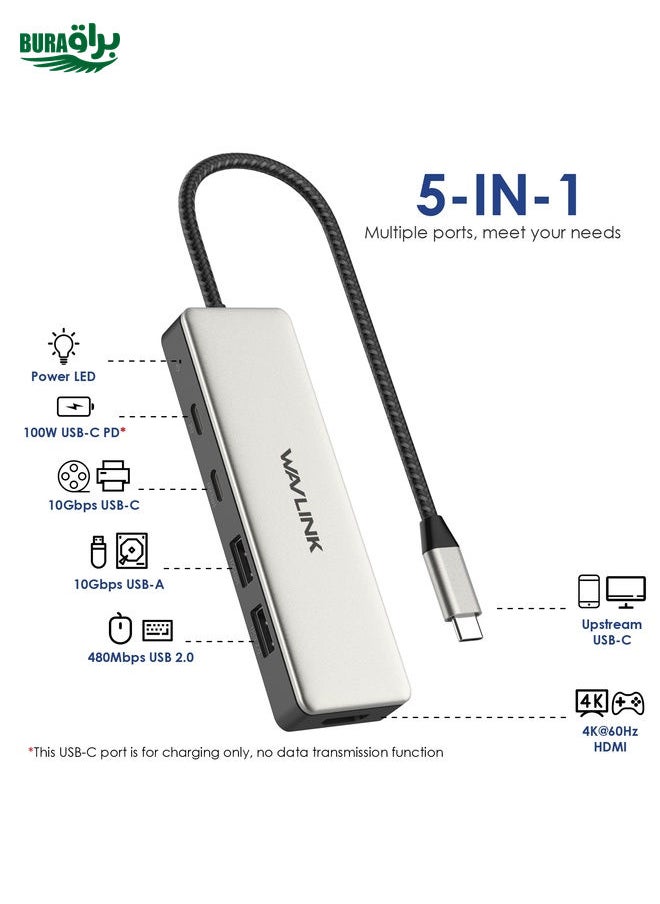 BURAQ - Wavlink UHP3415 85W Power Delivery USB-C/Type-C 10Gbps Hub 5 in 1 Multiport Connection Adapter - Image 1