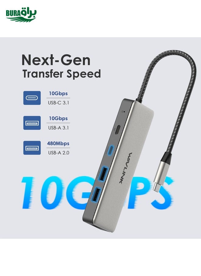 BURAQ - Wavlink UHP3415 85W Power Delivery USB-C/Type-C 10Gbps Hub 5 in 1 Multiport Connection Adapter - Image 1