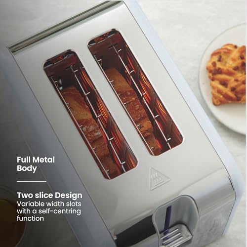 Tower Solace 2 Slice Pop Up Toaster with Self Centring Slots, 7 Browning Levels, 800W Fast Heating, Reheat & Defrost, Auto Shut Off, Removable Crumb Tray, British Design, 2 Year Warranty - Image 5