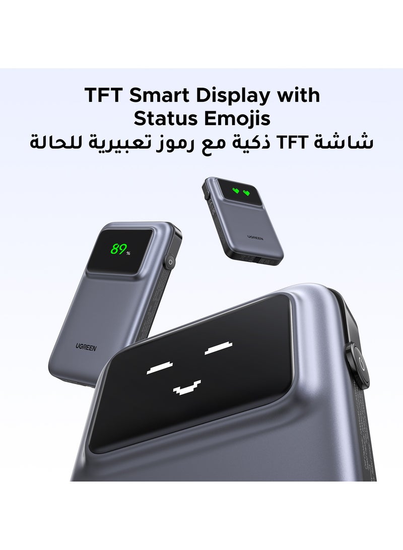 يو جرين UGREEN Uno 10000mAh باور بانك مع كابل يو اس بي نوع سي ومخرج شحن سريع وشاحن محمول وشاشة عرض ذكية مع رموز تعبيرية زاهية وشاشة عرض الطاقة في الوقت الفعلي وحزمة بطارية لهاتف ايفون 17 16 15 برو ماكس - Image 3