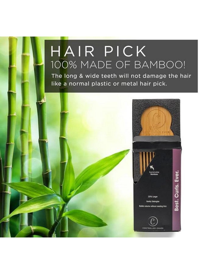 Controlled Chaos As Seen On Shark Tank Detangling Comb Hair Pick Anti Static Bamboo Hair Pick For Thick Curly Hair Long Tooth Detangler Wooden Comb For Men Women & Kids - Image 5