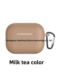 For Airpods Pro Bluetooth Headset Protective Case Apple 3 Generation Earphone Thickened Silicone Flat Bottom One-Piece-Color:Milk Tea Color Ear Shell Hook Pearlescent Bag Packaging-Applicable Model:airpods 1/2 Sleeve (2.5MM)