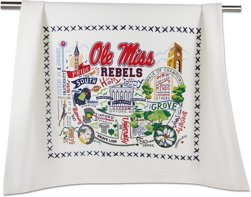 Catstudio Dish Towel, University of Mississippi (Ole Miss) Rebels Hand Towel - Collegiate Kitchen Towels for Ole Miss Fans - Perfect Graduation Gift, Gift for Students, Parents and Alums - Image 1
