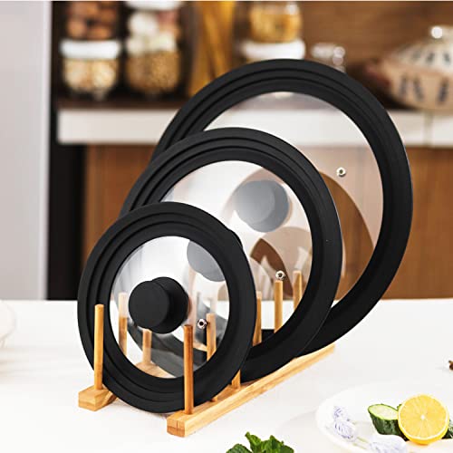 ILOVYO Universal Pot Lid - Pan Lid Fits 7", 8", 9" Cookware, Tempered Glass with Heat-Resistant Silicone Rim and Handle, Black – for Frying Pans & Skillets - Image 5