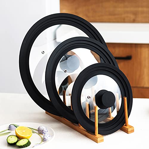 ILOVYO Universal Pot Lid - Pan Lid Fits 7", 8", 9" Cookware, Tempered Glass with Heat-Resistant Silicone Rim and Handle, Black – for Frying Pans & Skillets - Image 4