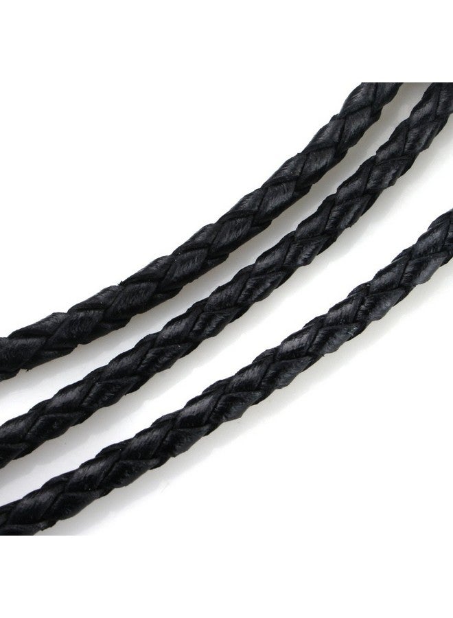 BEADNOVA 3.0Mm Round Folded Bolo Genuine Braided Leather Cords For Bracelet Necklace Jewelry Making 5M Black - Image 3