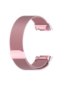 Suitable For Fitbit Charge 6 Milanese Nice Strap Charge 5 Three Bead Metal Solid Steel Strap-Color:Milan Rose Pink