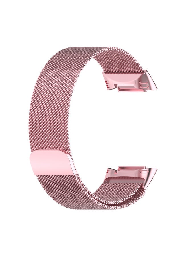 Generic - Suitable For Fitbit Charge 6 Milanese Nice Strap Charge 5 Three Bead Metal Solid Steel Strap-Color:Milan Rose Pink - Image 1