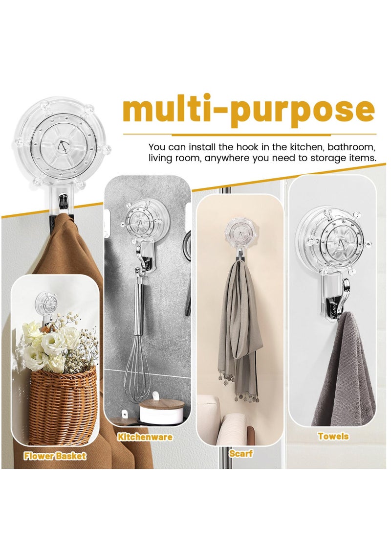 SYOSI 2pcs Strong Suction Cups Hooks, Heavy Duty Suction Cup Hooks, Reusable Removable Towel Holder, Shower Hooks for Inside Shower Suction, Robes, Coat, Door and Window Glass, Wreath Hooks (Clear) - Image 4
