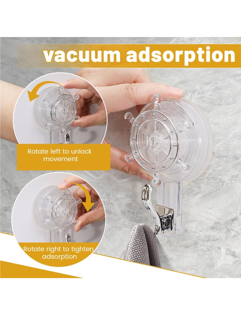 SYOSI 2pcs Strong Suction Cups Hooks, Heavy Duty Suction Cup Hooks, Reusable Removable Towel Holder, Shower Hooks for Inside Shower Suction, Robes, Coat, Door and Window Glass, Wreath Hooks (Clear) - Image 2