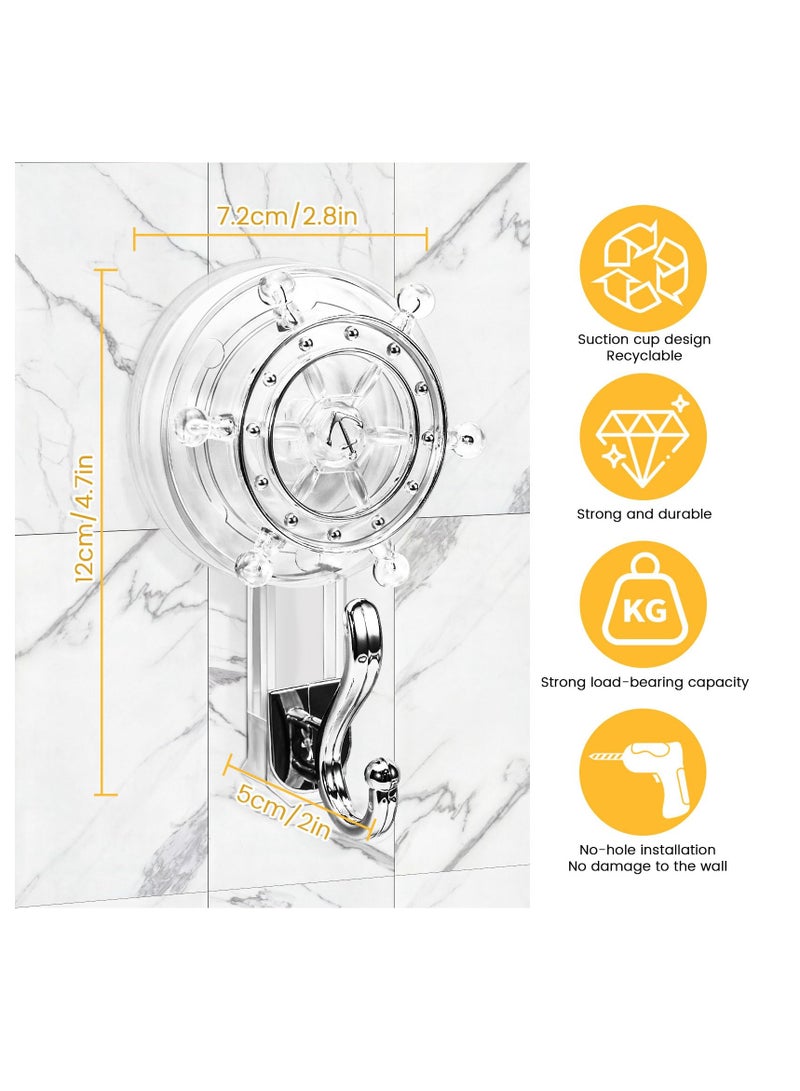 SYOSI 2pcs Strong Suction Cups Hooks, Heavy Duty Suction Cup Hooks, Reusable Removable Towel Holder, Shower Hooks for Inside Shower Suction, Robes, Coat, Door and Window Glass, Wreath Hooks (Clear) - Image 5