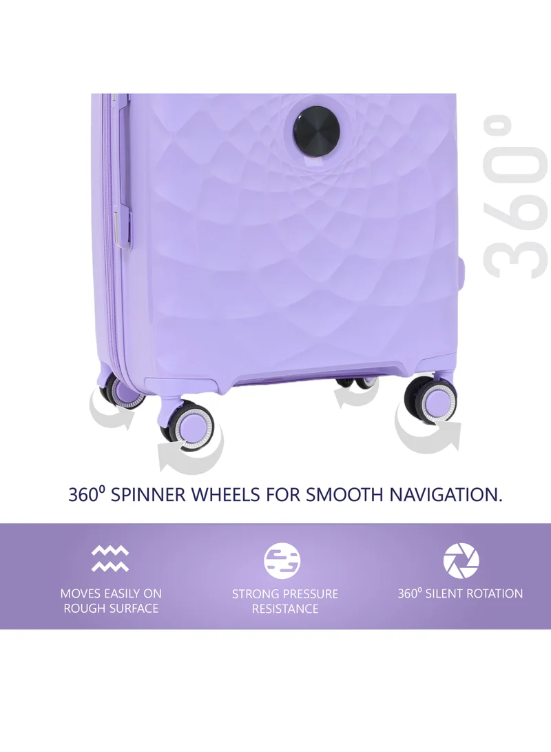 Reflection Paris 20 Inch Lilac Carry On Suitcase Luggage Trolley Bag with Durable and Lightweight PP Hardshell 3 Level Telescopic Handle 4 Quiet 360° Wheels and TSA Lock