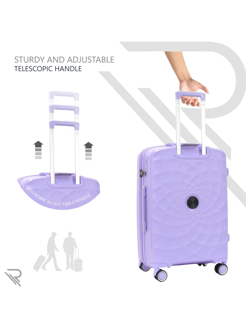 Reflection Paris 20 Inch Lilac Carry On Suitcase Luggage Trolley Bag with Durable and Lightweight PP Hardshell 3 Level Telescopic Handle 4 Quiet 360° Wheels and TSA Lock