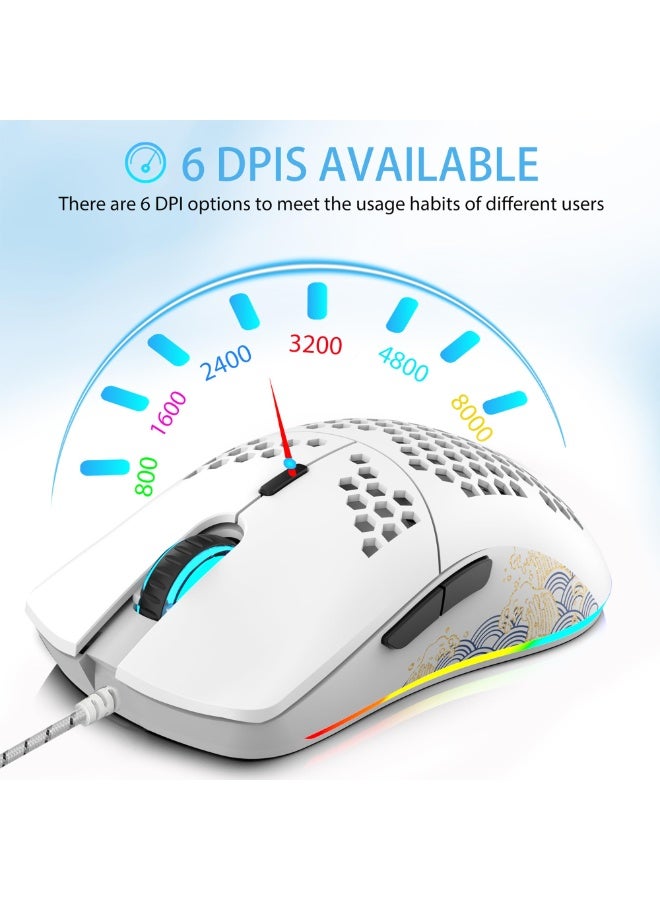Rock Pow Gaming Combo 3in1 60% Wired Gaming Keyboard RGB Gaming Mice Ergonomic Ultralight 8000DPI Optical Sensor Mouse 61 Keys RGB Backlit Keyboard 700x300mm Large Gaming Mouse Pad mini Bundle for PC Gamer - Image 2