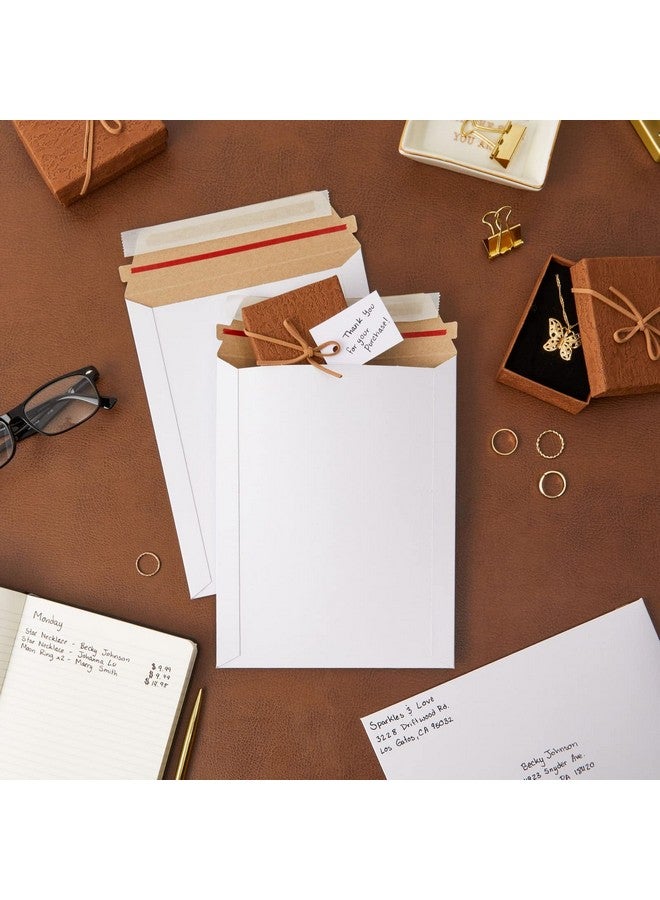 Juvale 100-Pack Stay Flat Rigid Mailers 7 X 9 Inches With Self Adhesive Seal, Bulk White Cardboard Envelopes For Shipping Photo, Documents, Letters, Packaging Supplies - Image 4