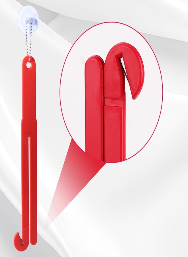 قطعتان من فتاحة أكياس الطعام، أداة تقطيع سريعة لأكياس تحضير الطعام البلاستيكية بشفرة من الفولاذ المقاوم للصدأ، أداة تقطيع أكياس الكاتشب وشريط لاصق للمطبخ، سهلة التخزين مع سلسلة تعليق مزودة بكوب شفط (أحمر) - Image 4