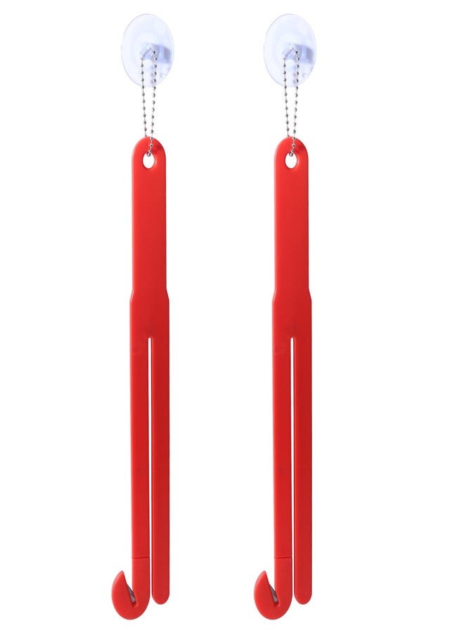 قطعتان من فتاحة أكياس الطعام، أداة تقطيع سريعة لأكياس تحضير الطعام البلاستيكية بشفرة من الفولاذ المقاوم للصدأ، أداة تقطيع أكياس الكاتشب وشريط لاصق للمطبخ، سهلة التخزين مع سلسلة تعليق مزودة بكوب شفط (أحمر) - Image 1