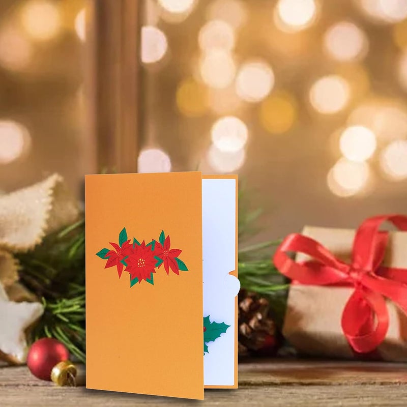 3D for Colorful Christmas Greeting Cards Merry Christmas Holiday Flower with Envelope - Image 2