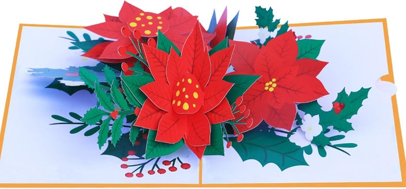 3D for Colorful Christmas Greeting Cards Merry Christmas Holiday Flower with Envelope - Image 4