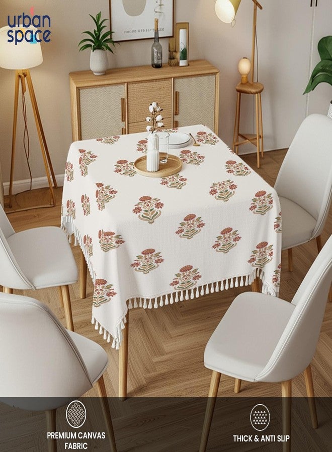 Urban Space 100% Cotton Table Cover for Square Dining Table, Printed Table Cloth for Dining/Center Table, for Upto 4.5 ft x 4.5 ft Table (Liberty Maroon, 48" x 48" - Square) - Image 3