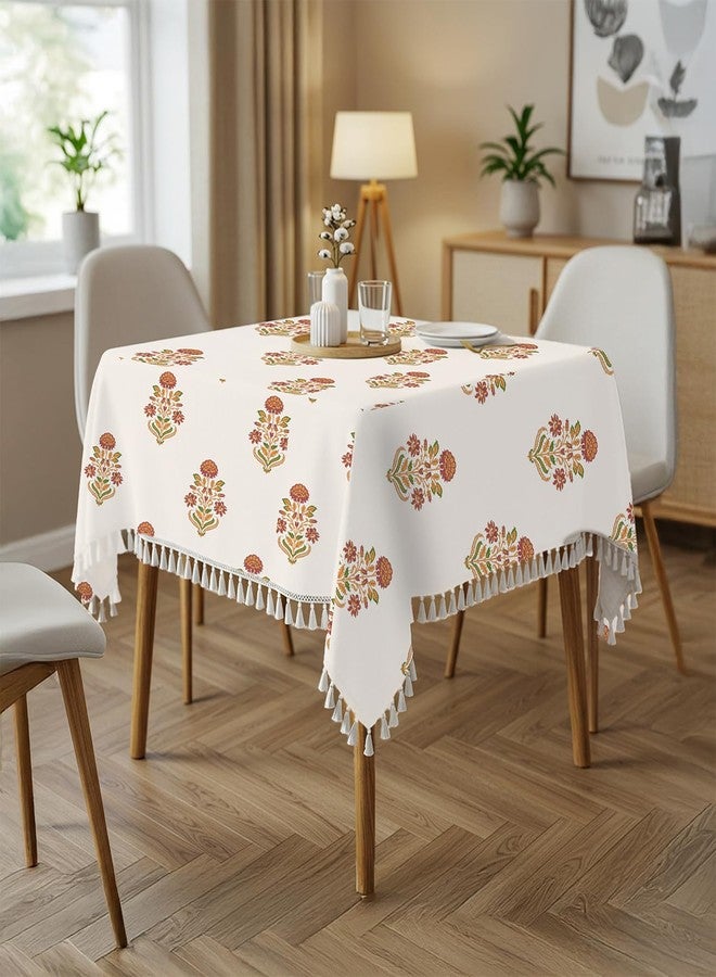 Urban Space 100% Cotton Table Cover for Square Dining Table, Printed Table Cloth for Dining/Center Table, for Upto 4.5 ft x 4.5 ft Table (Liberty Maroon, 48" x 48" - Square) - Image 1