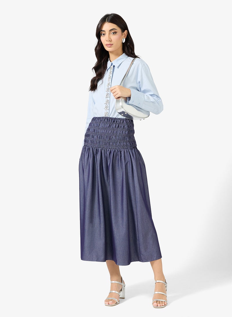 Khizana Shirred Waist A-line Skirt - Image 2