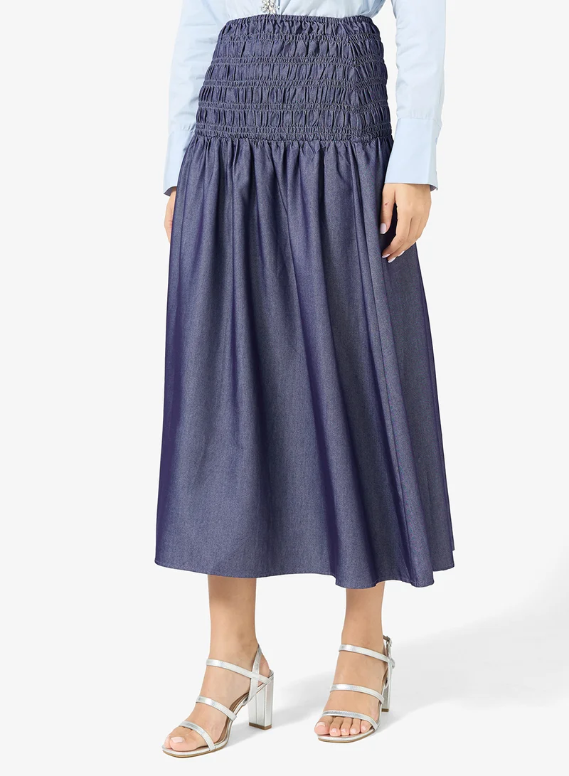 Shirred Waist A-line Skirt