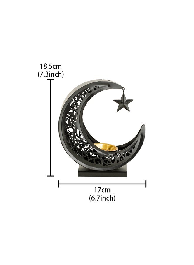 Handheld Crescent Moon Metal Incense Burner, Black and Gold Living Room Desktop Incense Burne