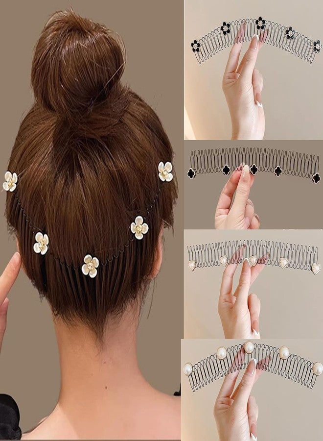 Kevim U Shape Hair Finishing Fixer Comb, Stretchable Invisible Flower Hair Clip, Flower Comb for Short Hair Styling Tools Hair, U Pin Hair Clips Hair band Accessories - Image 4