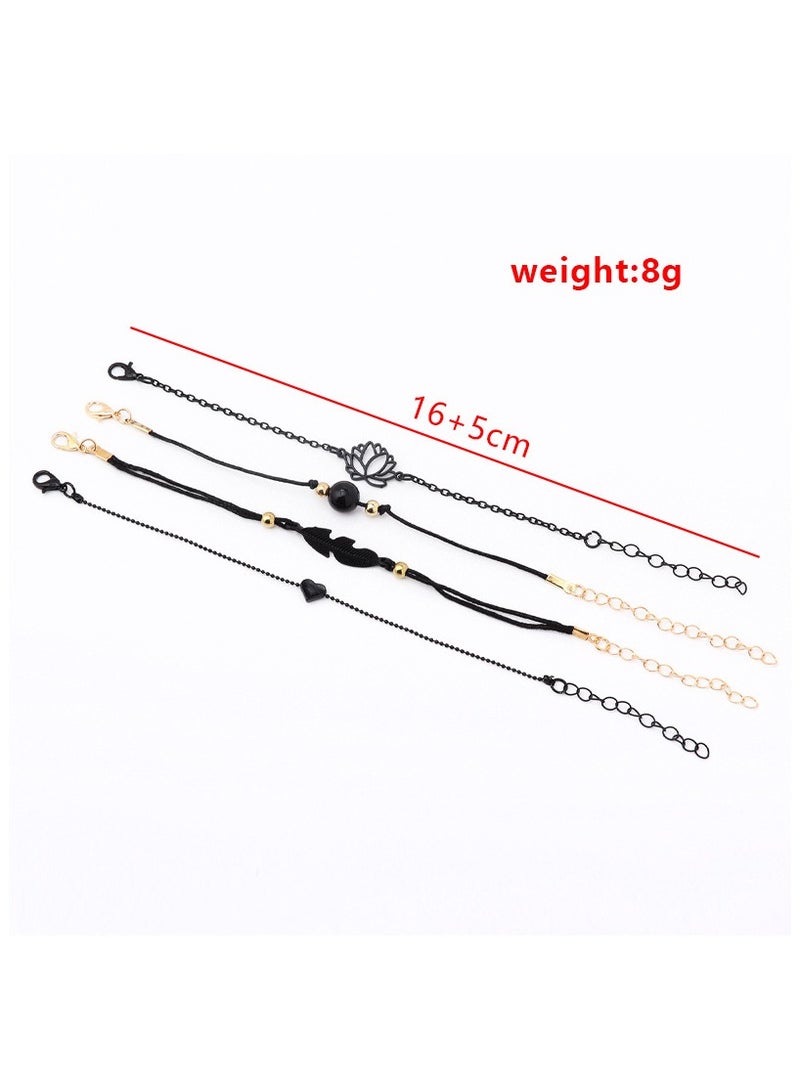 4-piece heart-shaped flower chain bracelet, anklet  - Image 2