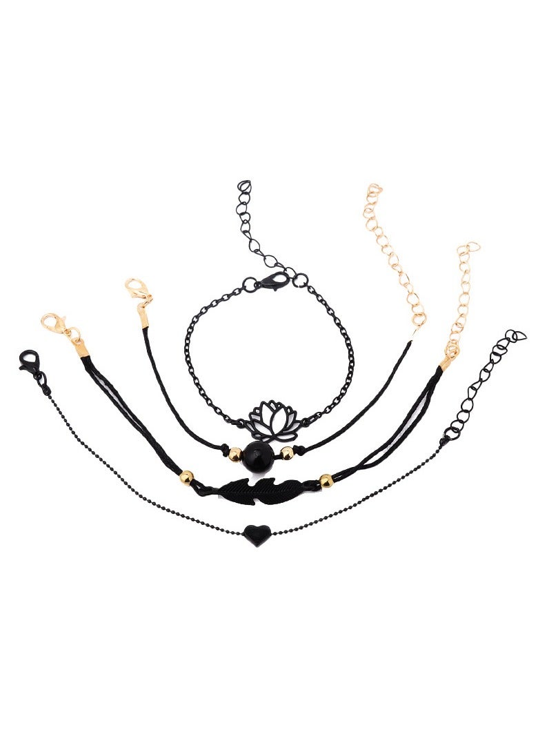 4-piece heart-shaped flower chain bracelet, anklet  - Image 3
