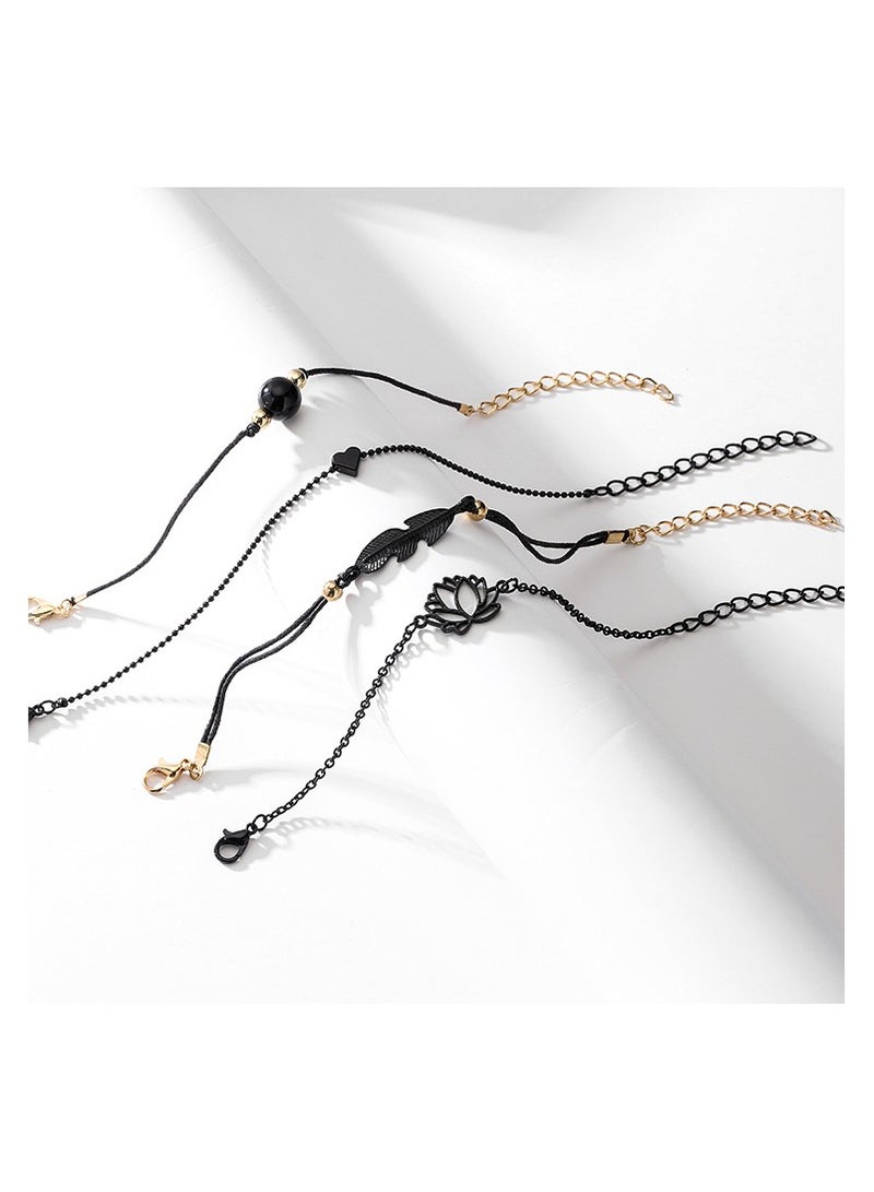 4-piece heart-shaped flower chain bracelet, anklet  - Image 4