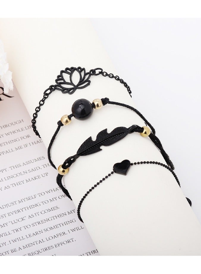 4-piece heart-shaped flower chain bracelet, anklet  - Image 5
