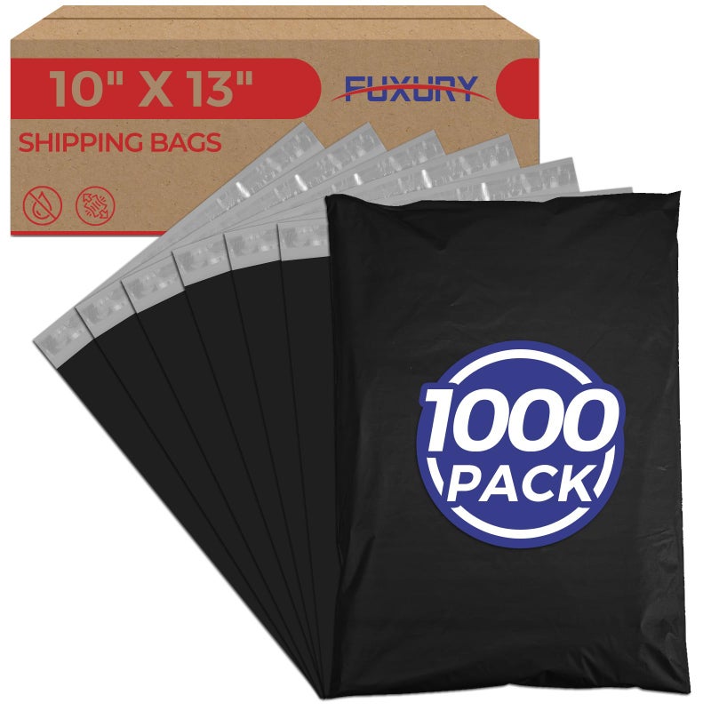 Fuxury 1000 Pack 10x13" Poly Mailers Bulk,Waterproof Mailing Envelopes for Clothing,Strong Adhesive Self Seal Poly Shipping Bags for Postage Return Books Small Business(Black) - Image 1
