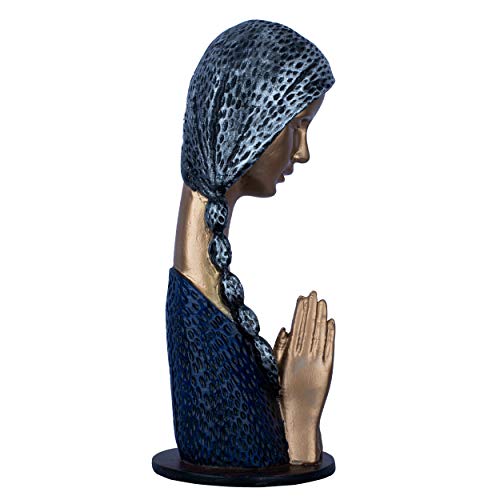 DEQUERA Welcome Lady Figurine Statue Colored Sculpture Figurine Craft Furnishing for Home Décor | Gift | Color : Gold with Blue (Gold with Blue) - Image 2