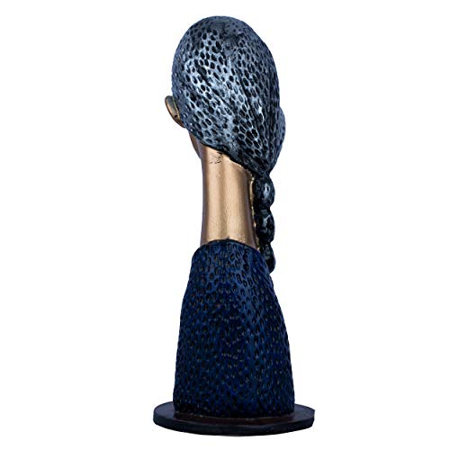 DEQUERA Welcome Lady Figurine Statue Colored Sculpture Figurine Craft Furnishing for Home Décor | Gift | Color : Gold with Blue (Gold with Blue) - Image 4