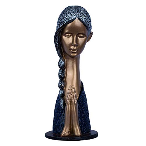 DEQUERA Welcome Lady Figurine Statue Colored Sculpture Figurine Craft Furnishing for Home Décor | Gift | Color : Gold with Blue (Gold with Blue) - Image 5