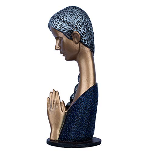 DEQUERA Welcome Lady Figurine Statue Colored Sculpture Figurine Craft Furnishing for Home Décor | Gift | Color : Gold with Blue (Gold with Blue) - Image 3