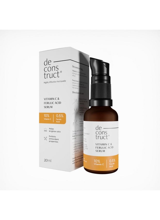 Deconstruct 10% Non-Irritating Vitamin C Face Serum For Glowing Skin|10% Vitamin C + 0.5% Ferulic Acid|Water Based Serum Highly Stable Vitamin C Face Serum For Women And Men|Beginner Friendly|20 Ml  - Image 1