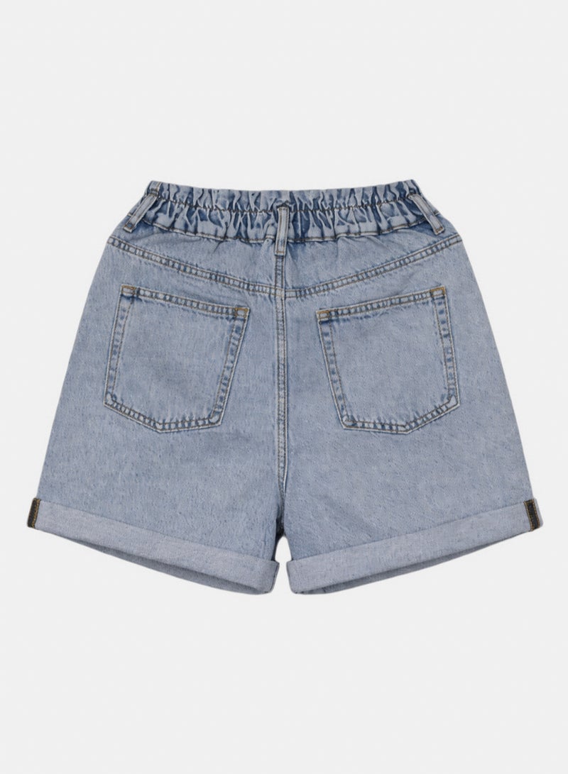 Clue Double-Button Denim Shorts - Image 2